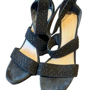 Via Spiga Black Crystal Strappy Heels Size 9.5 Evening Shoes